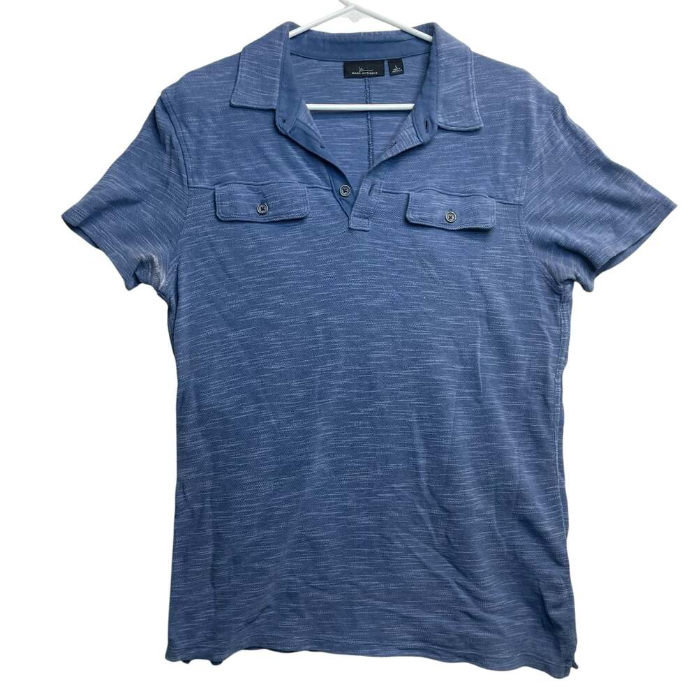 Marc Anthony Men’s Large Blue Sailboat Short Sleeve Polo Shirt